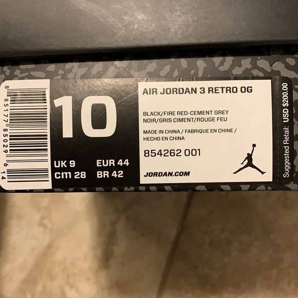 Men’s Retro Jordan Black Cement 3 - Picture 8 of 8